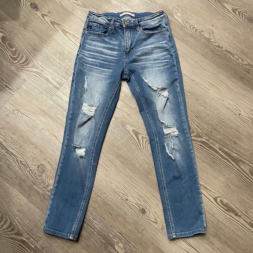 Kancan Estilo Distressed Denim‎ Skinny Jeans Womens 27 Medium Wash High Rise
